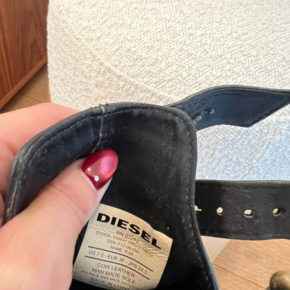 Diesel Black Leather Double-Buckle Heeled Booties - US 7.5 - Picture 7 of 7